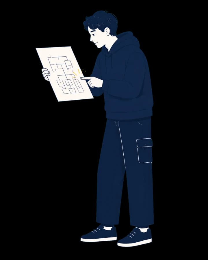 決まった内容を受け取り、実装の糸口を見つけた実装担当者のイラスト